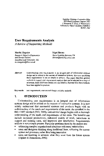 (PDF) User Requirements Analysis