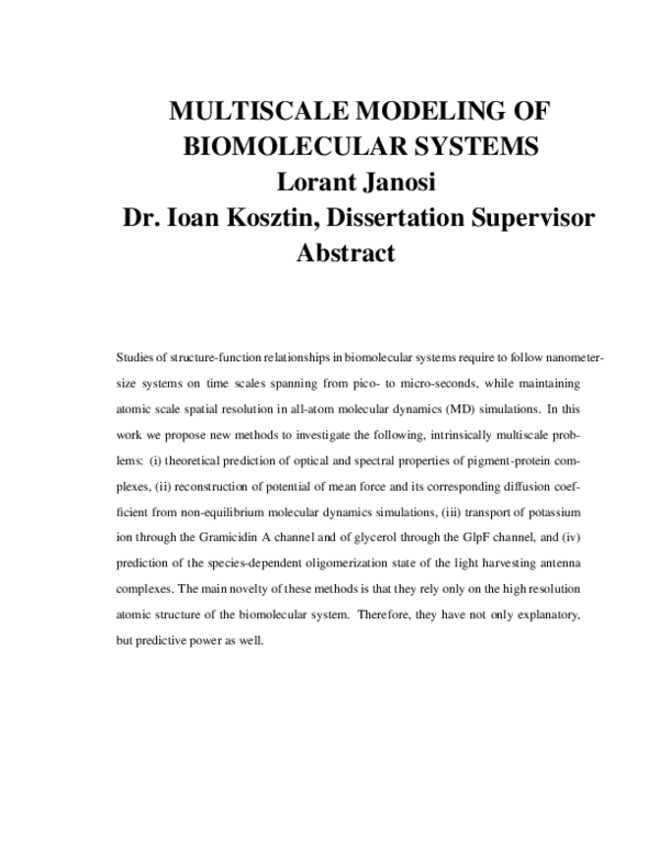 (PDF) Multiscale modeling of biomolecular systems