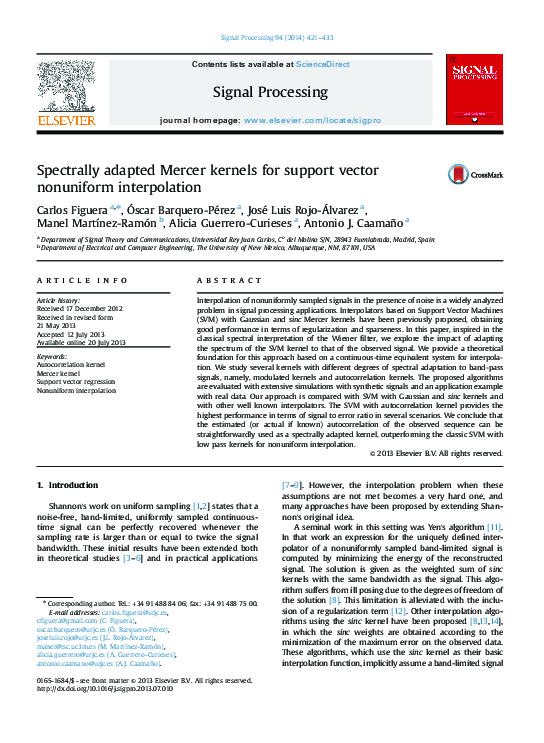 (PDF) Spectrally adapted Mercer kernels for support vector nonuniform ...