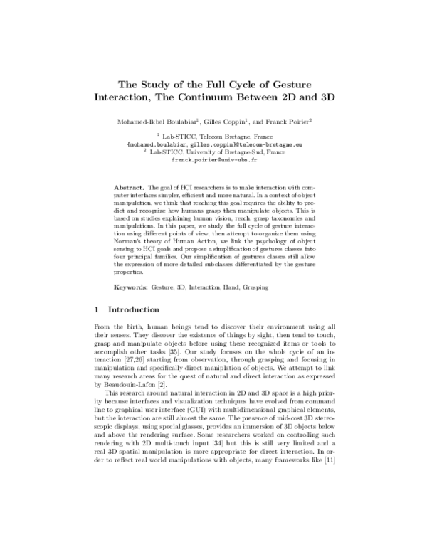 (PDF) The Study of the Full Cycle of Gesture Interaction, The Continuum ...