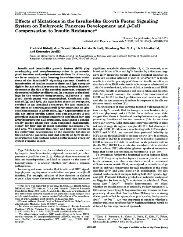 (PDF) Effects of mutations in the insulin-like growth factor signaling ...