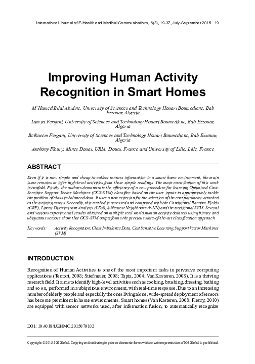 (PDF) Improving Human Activity Recognition in Smart Homes