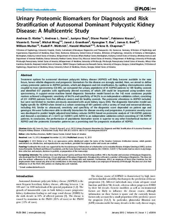 (PDF) Urinary Proteomic Biomarkers for Diagnosis and Risk ...