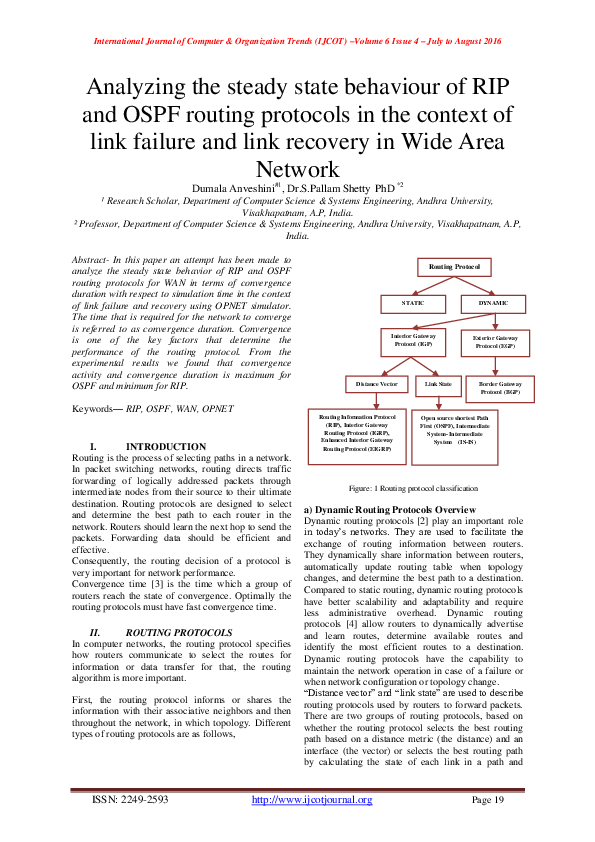 (PDF) Analyzing the steady state behaviour of RIP and OSPF routing ...