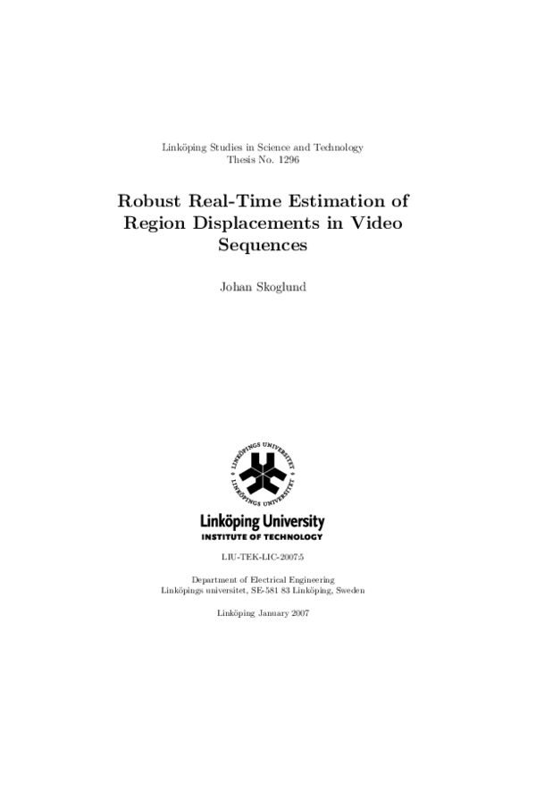 (PDF) Robust Real-Time Estimation of Region Displacements in Video ...