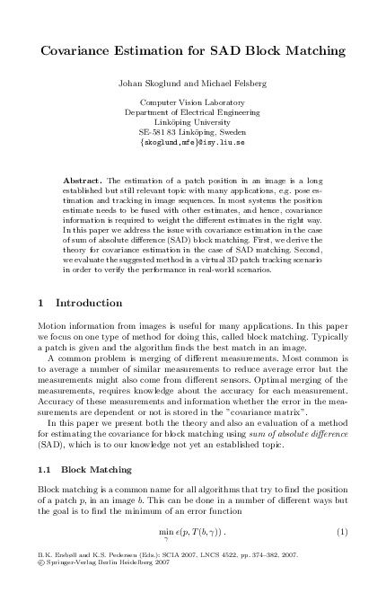 (PDF) Covariance Estimation for SAD Block Matching