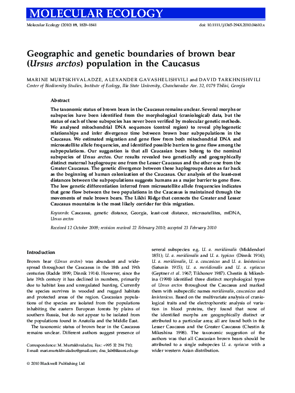 (PDF) Estimation of Brown Bear Abundance and Population Structure in ...