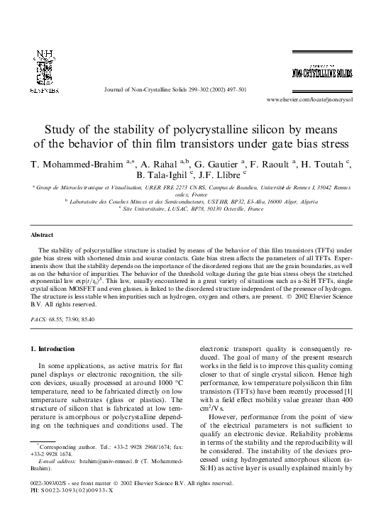 (PDF) Study of the stability of polycrystalline silicon by means of the ...