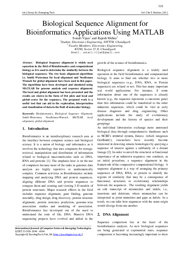 (PDF) Biological Sequence Alignment for Bioinformatics Applications ...