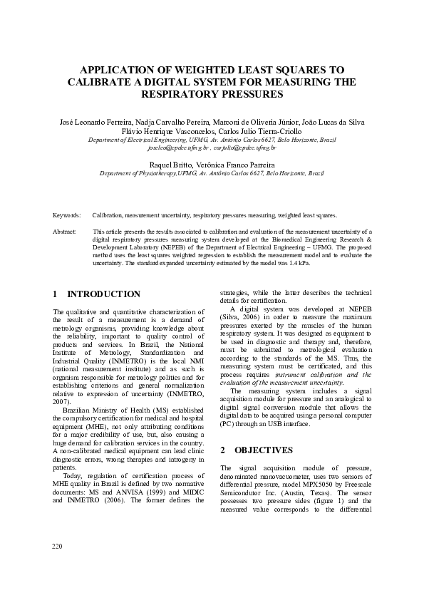 (PDF) Application of Weighted Least Squares to Calibrate a Digital ...