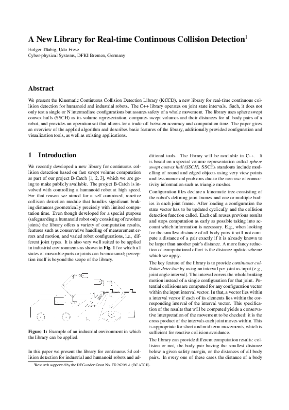 (PDF) A new library for real-time continuous collision detection