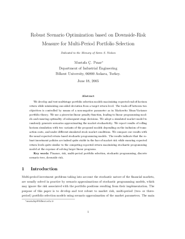 (PDF) Robust scenario optimization based on downside-risk measure for ...