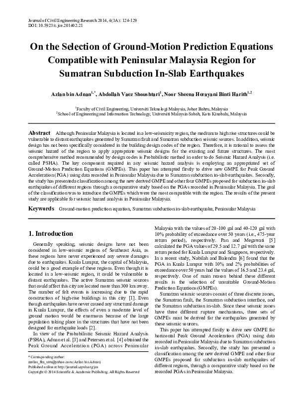 (PDF) On the selection of ground-motion prediction equations for ...