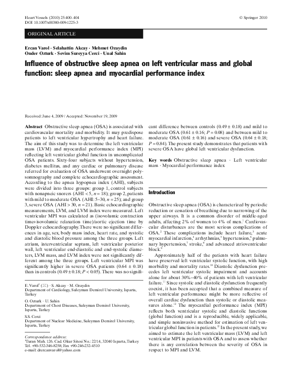(PDF) Influence of obstructive sleep apnea on left ventricular mass and ...