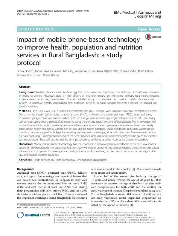 (PDF) Impact of mobile phone-based technology to improve health ...