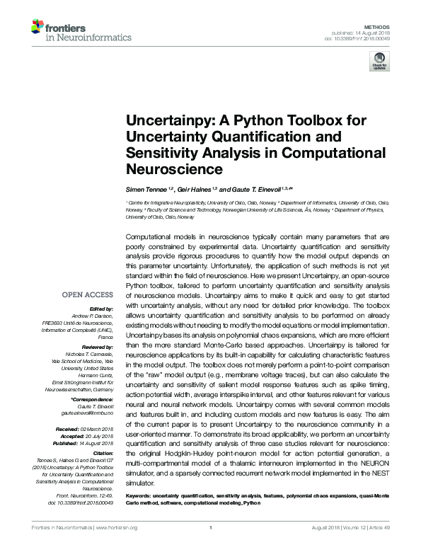 (PDF) Uncertainpy: A Python Toolbox for Uncertainty Quantification and ...
