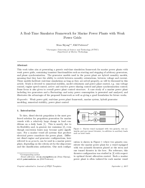 (PDF) A real-time simulator framework for marine power plants with weak ...