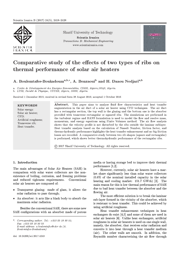 (PDF) Comparative Study of the Effect of Two Type of Ribs on Thermal ...