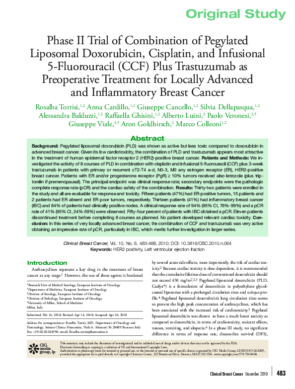 (PDF) Phase II Trial of Combination of Pegylated Liposomal Doxorubicin ...