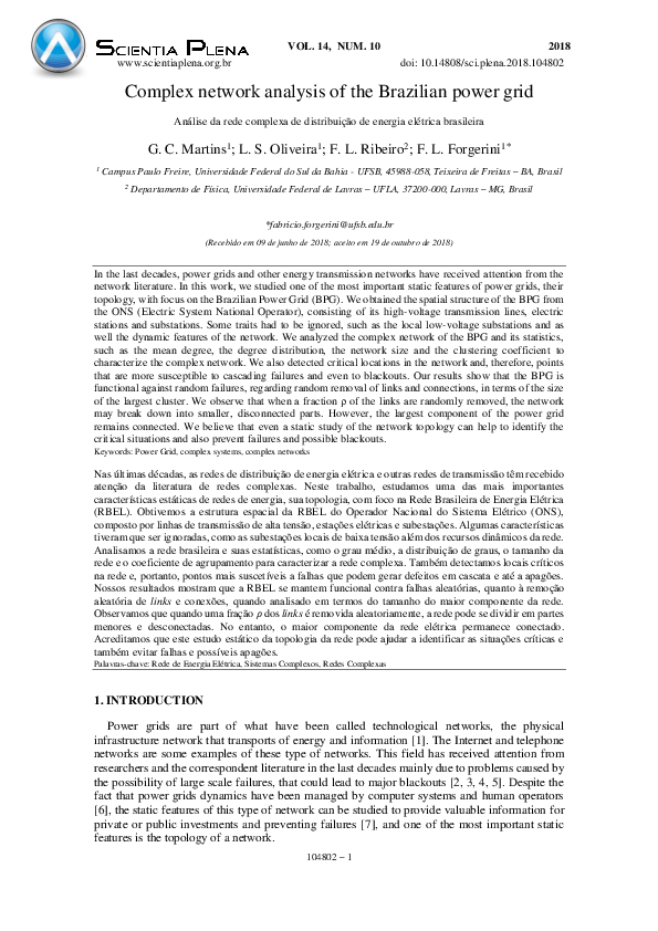 (PDF) Complex network analysis of the Brazilian power grid