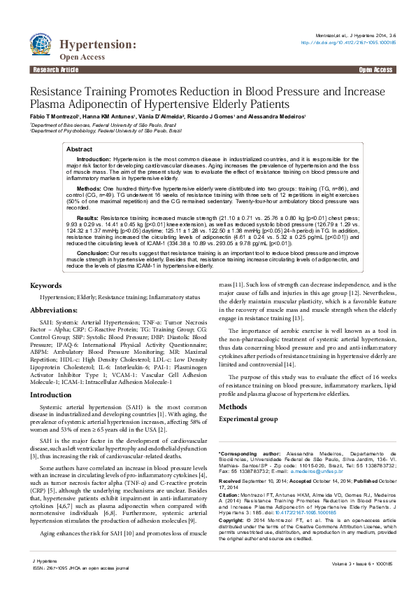 (PDF) Resistance Training Promotes Reduction in Blood Pressure and ...