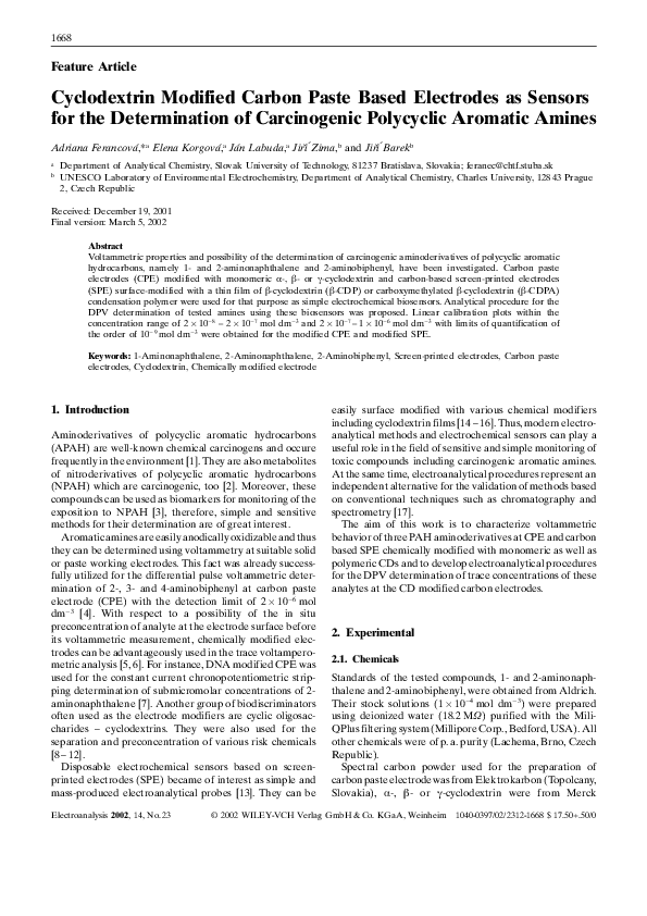 (PDF) Cyclodextrin Modified Carbon Paste Based Electrodes as Sensors ...