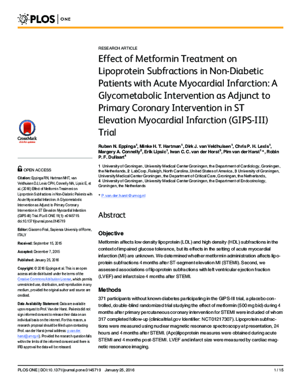 (PDF) Effect of Metformin Treatment on Lipoprotein Subfractions in Non ...