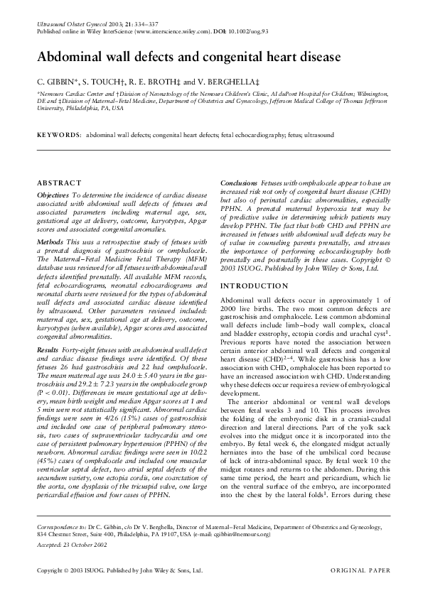 (PDF) Abdominal wall defects and congenital heart disease | Richard ...
