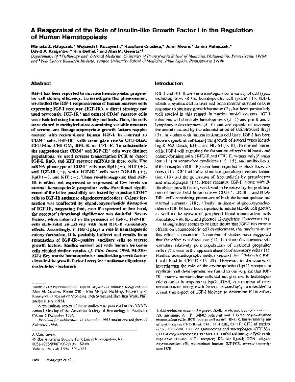 (PDF) A reappraisal of the role of insulin-like growth factor I in the ...