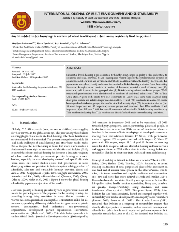 (PDF) Sustainable livable housing: A review of what traditional urban ...