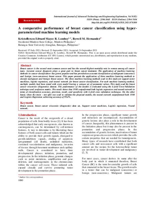 (PDF) A comparative performance of breast cancer classification using ...