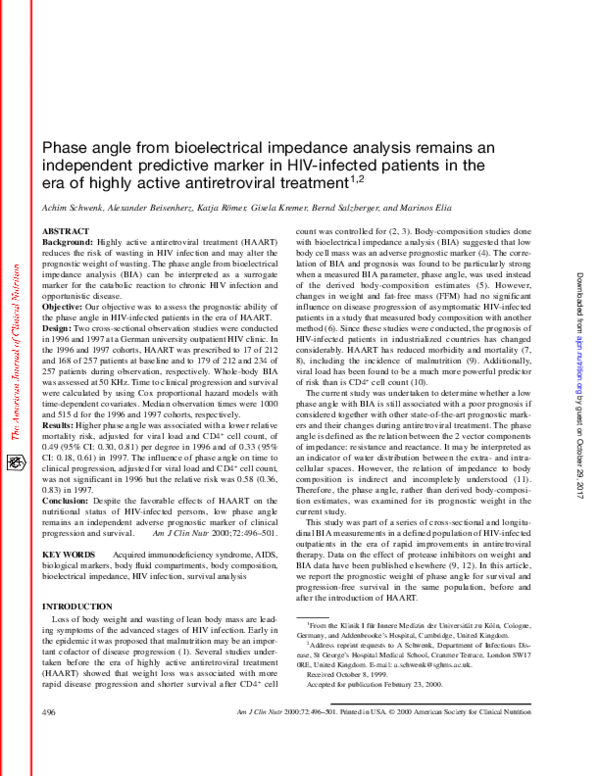 (PDF) Phase angle from bioelectrical impedance analysis remains an ...