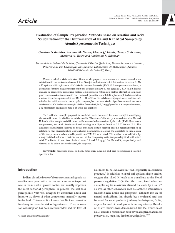 (PDF) Evaluation of sample preparation methods based on alkaline and ...