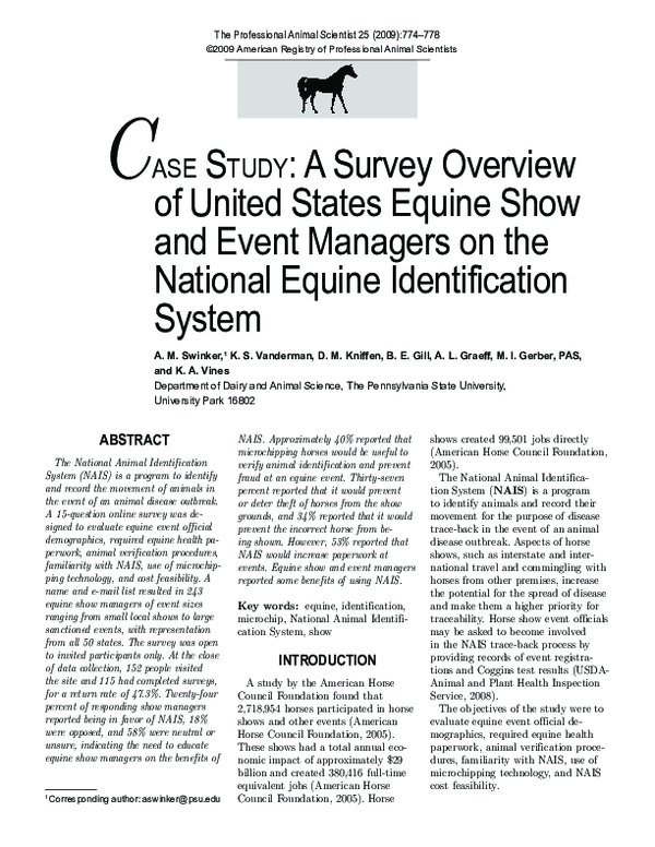 (PDF) Case Study: A Survey Overview of United States Equine Show and ...