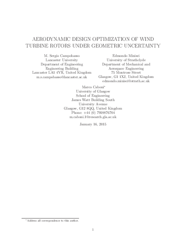 (PDF) Aerodynamic design optimization of wind turbine rotors under ...