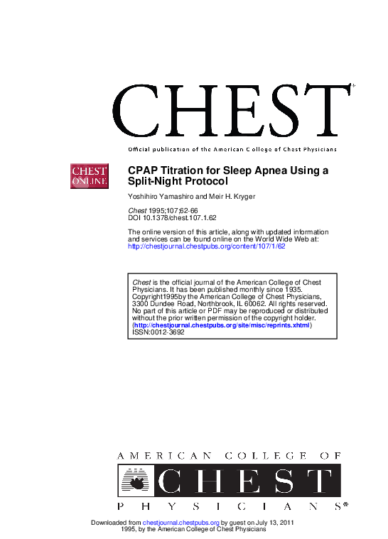 (PDF) CPAP Titration for Sleep Apnea Using a SplitNight Protocol