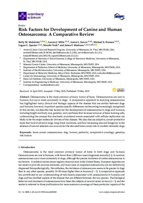 (PDF) Risk Factors for Development of Canine and Human Osteosarcoma: A ...