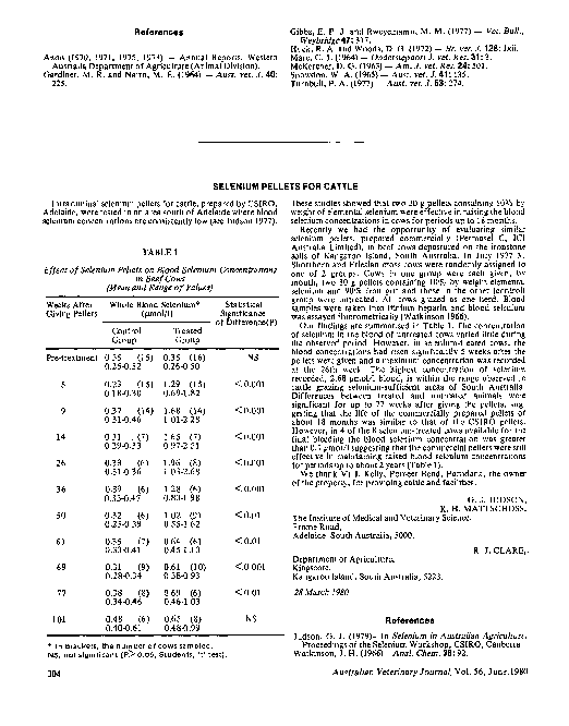 First page of “Selenium Pellets for Cattle”