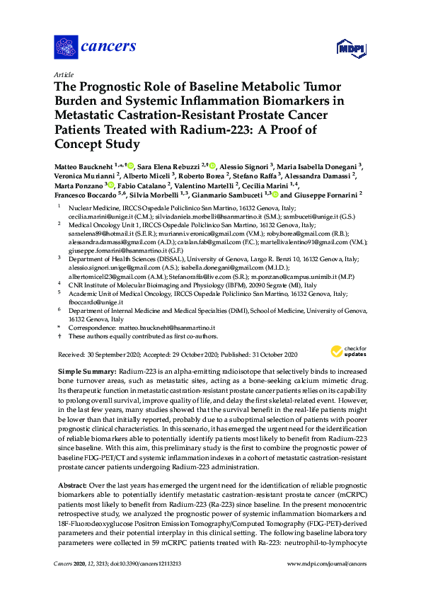 (PDF) The Prognostic Role of Baseline Metabolic Tumor Burden and ...