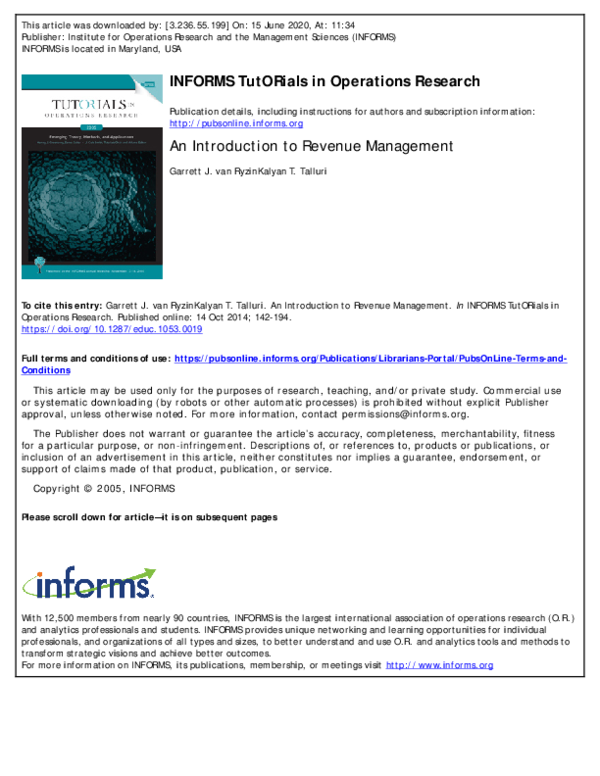 PDF) An Introduction to Revenue Management