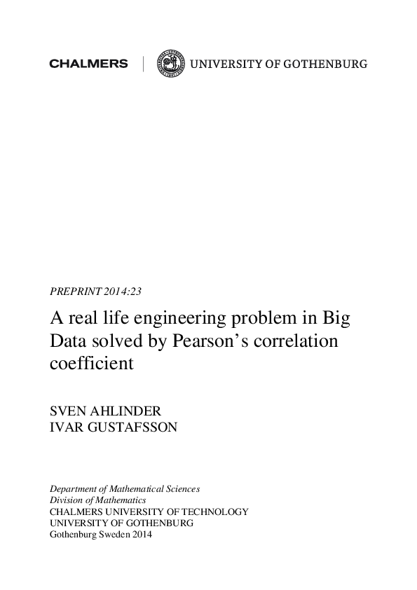 (PDF) A real life engineering problem in big data solved by Pearson's ...