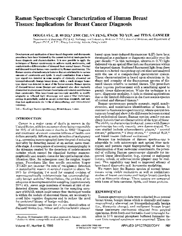 (PDF) Raman Spectroscopic Characterization of Human Breast Tissues ...
