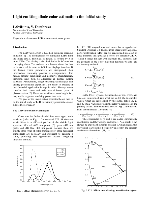 (PDF) Light Emitting Diode Color Estimation: the Initial Study