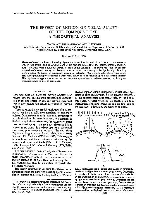 (PDF) The effect of motion on visual acuity of the compound eye: A ...