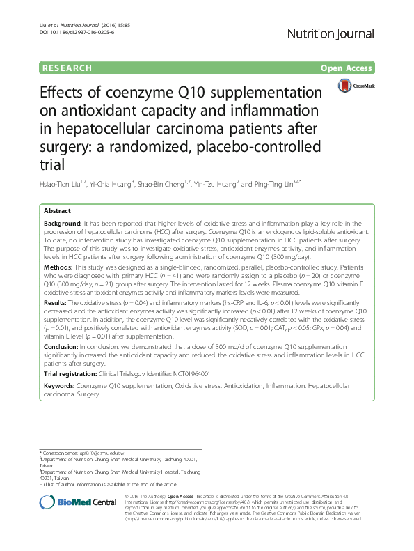 (PDF) Effects of coenzyme Q10 supplementation on antioxidant capacity ...