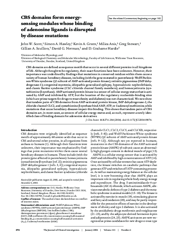 (PDF) CBS domains form energy-sensing modules whose binding of ...