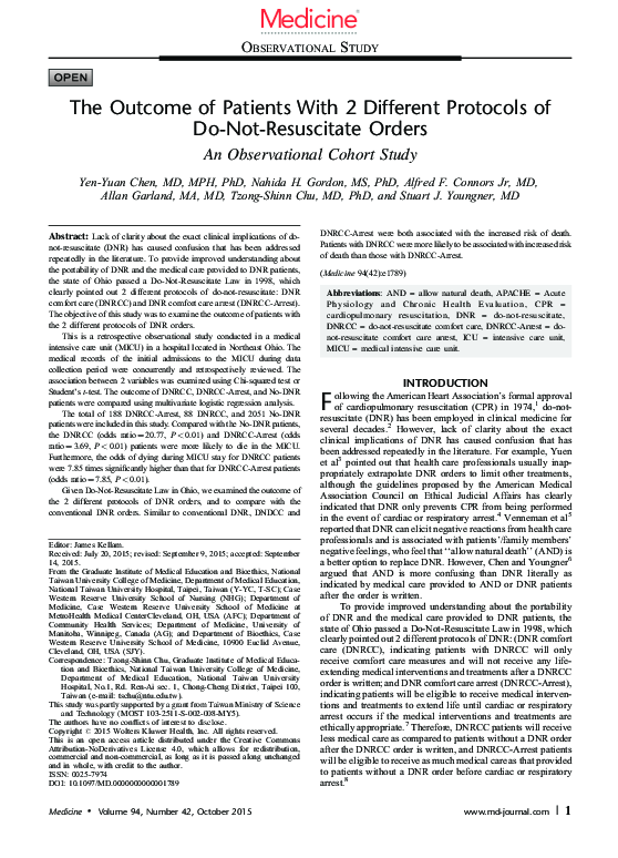 (PDF) The of Patients With 2 Different Protocols of DoNot