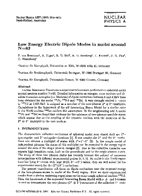 (PDF) Low energy electric dipole modes in nuclei around N = 82