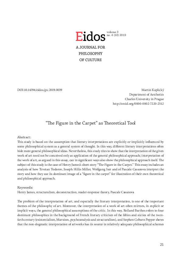 (PDF) “The Figure in the Carpet” as Theoretical Tool Martin Kaplicky