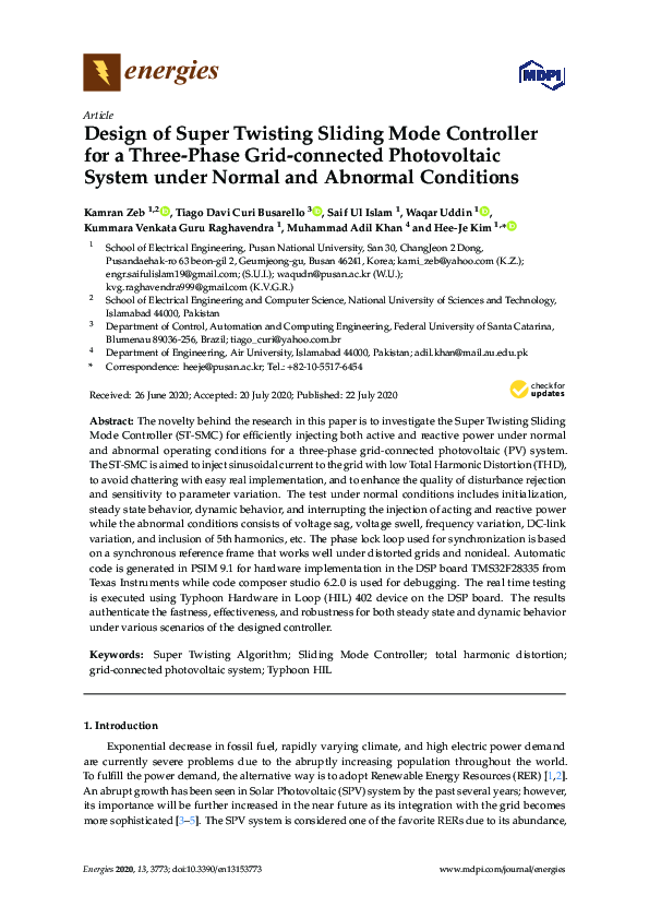 (PDF) Design of Super Twisting Sliding Mode Controller for a Three ...